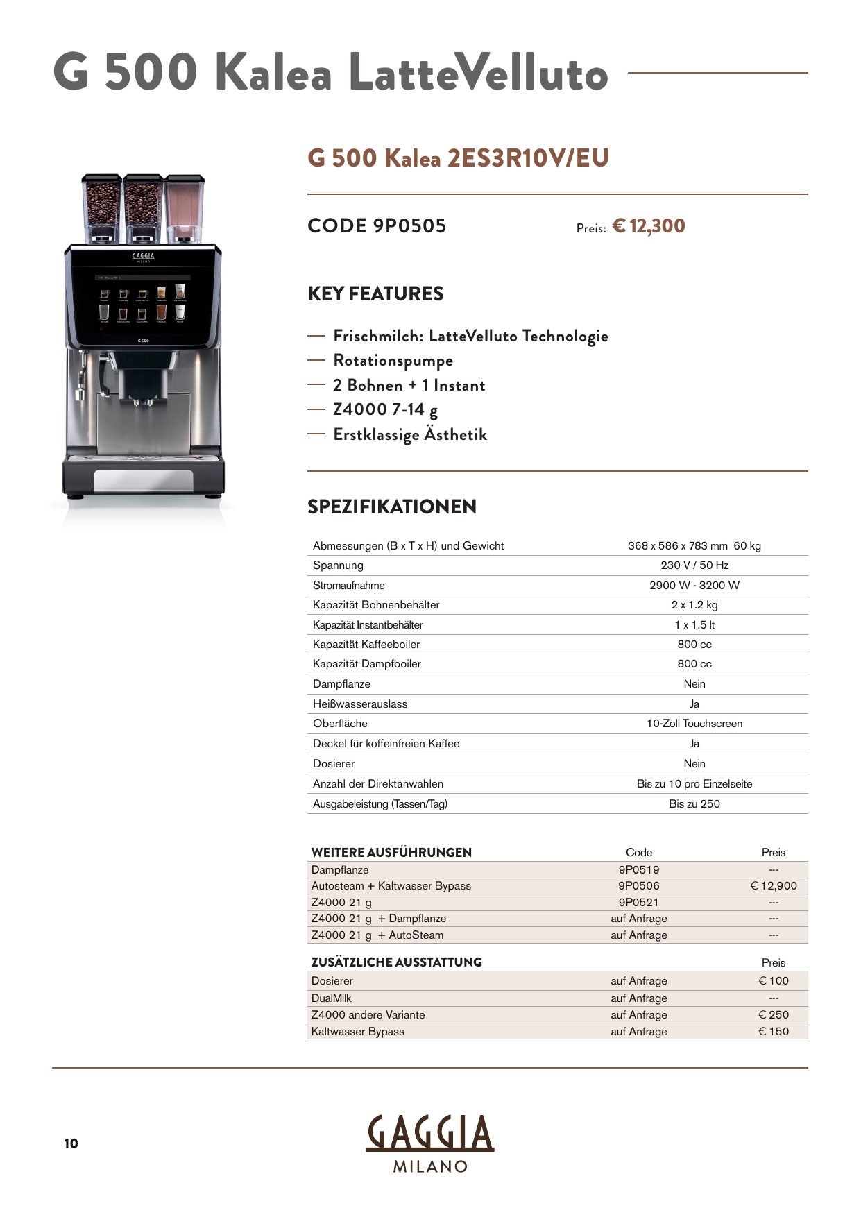 Gaggia Milano G 500 Kalea 2ES3R10V/EU